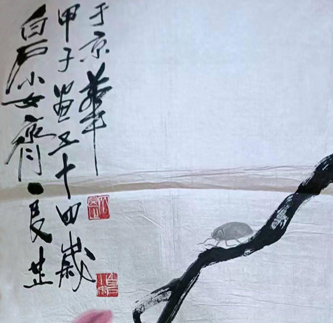 师父齐白石小女齐良芷画的《枫叶工虫》,齐白石书画院院长汤发周说