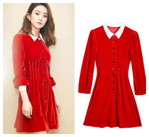 原创流行2000年的丝绒旗袍复古风衣大气赵丽颖穿连衣裙摩登又显瘦