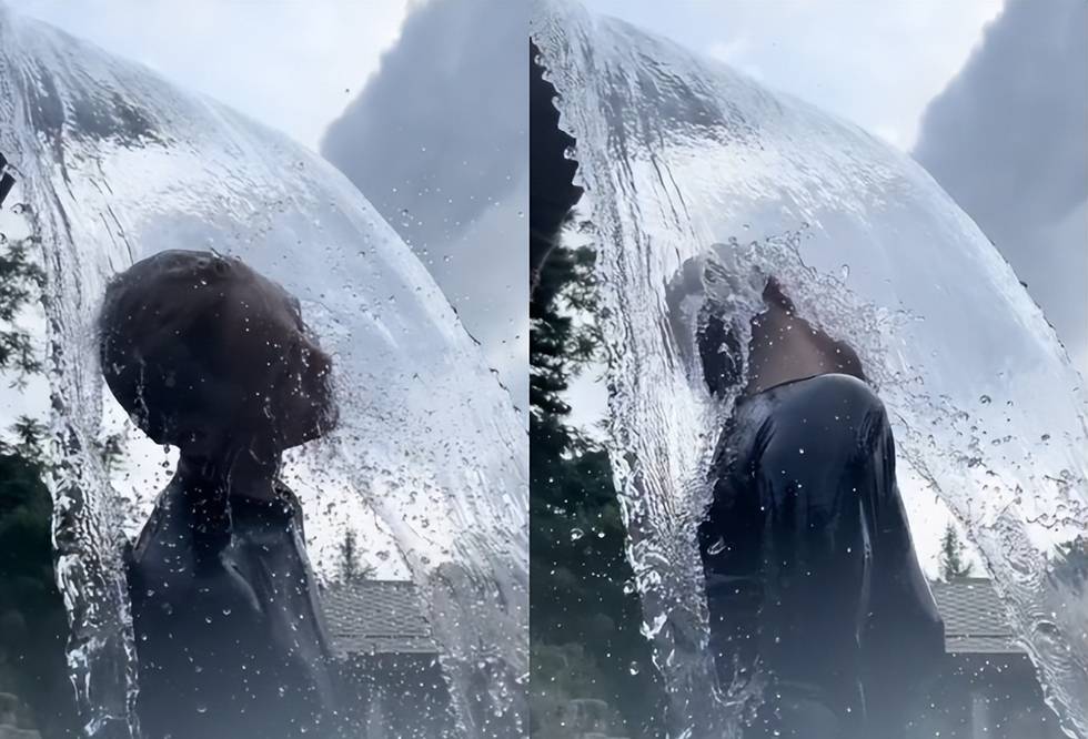 50岁宁静回老家后放飞自我,穿紧身衣疯狂淋雨,全身湿透曲线性感_家乡