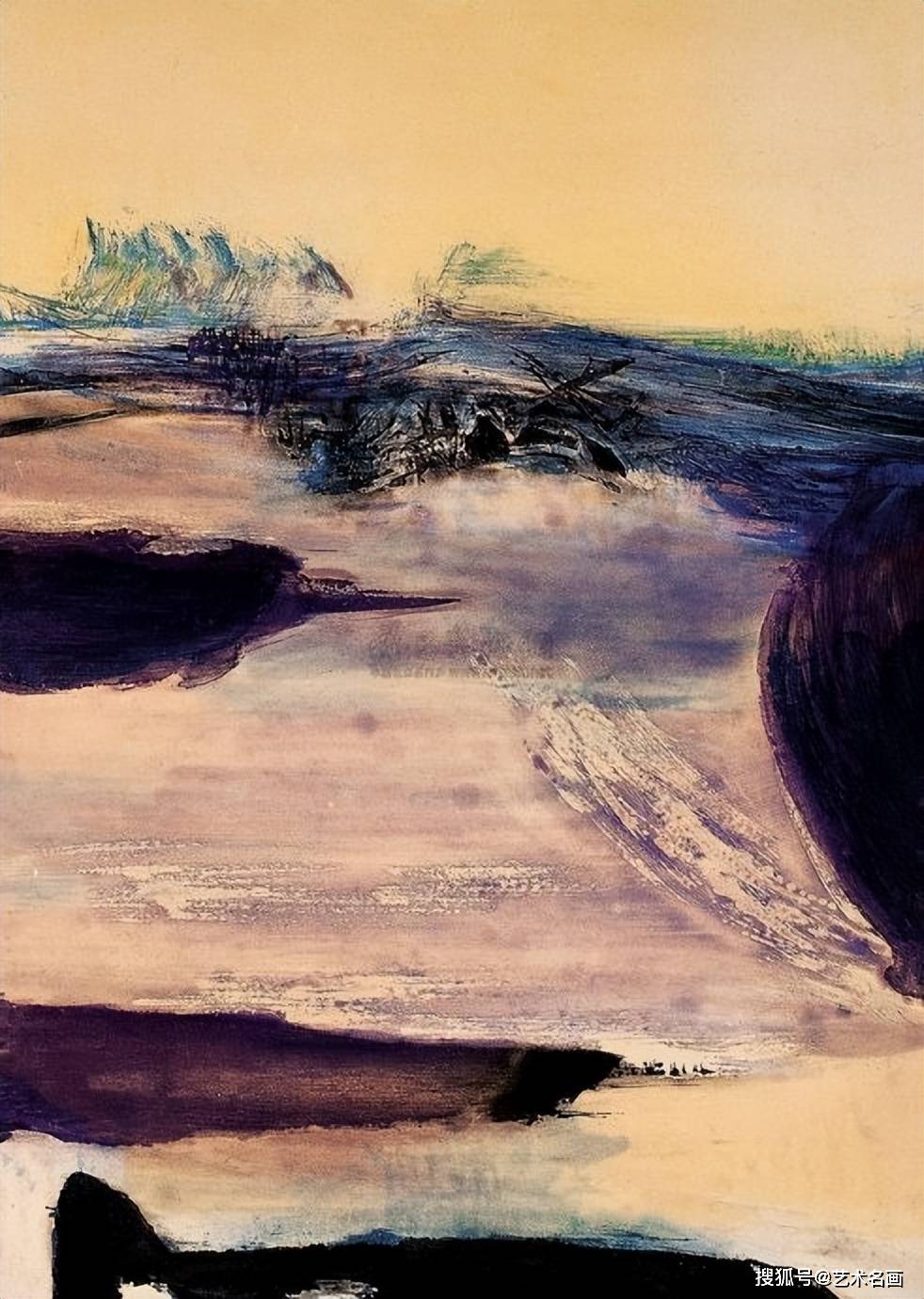 富有韵律感的现代抒情抽象油画作品赵无极