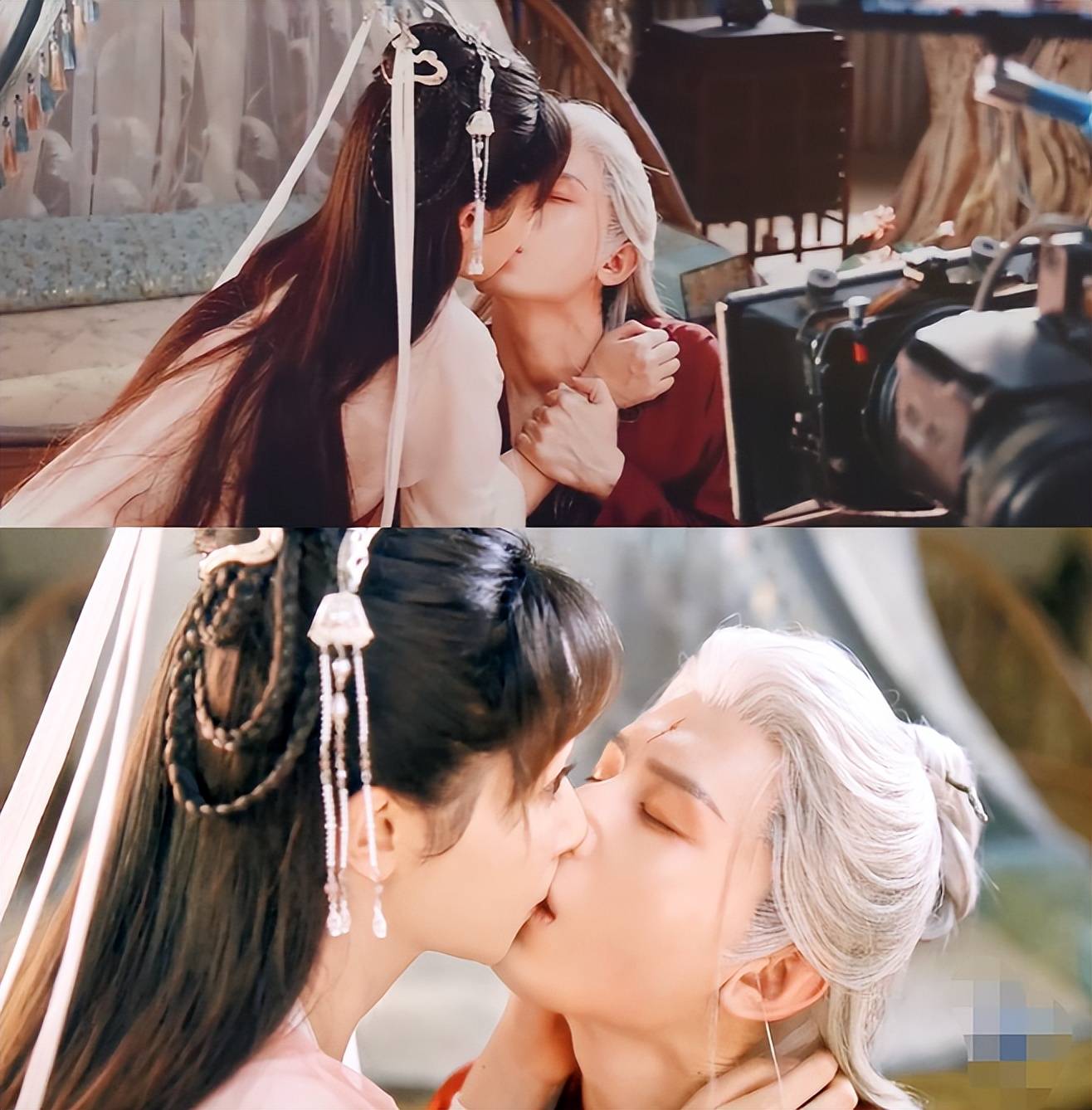 原创杨紫成毅吻戏花絮太甜男方霸道拉过女方狠亲太用力手上爆青筋