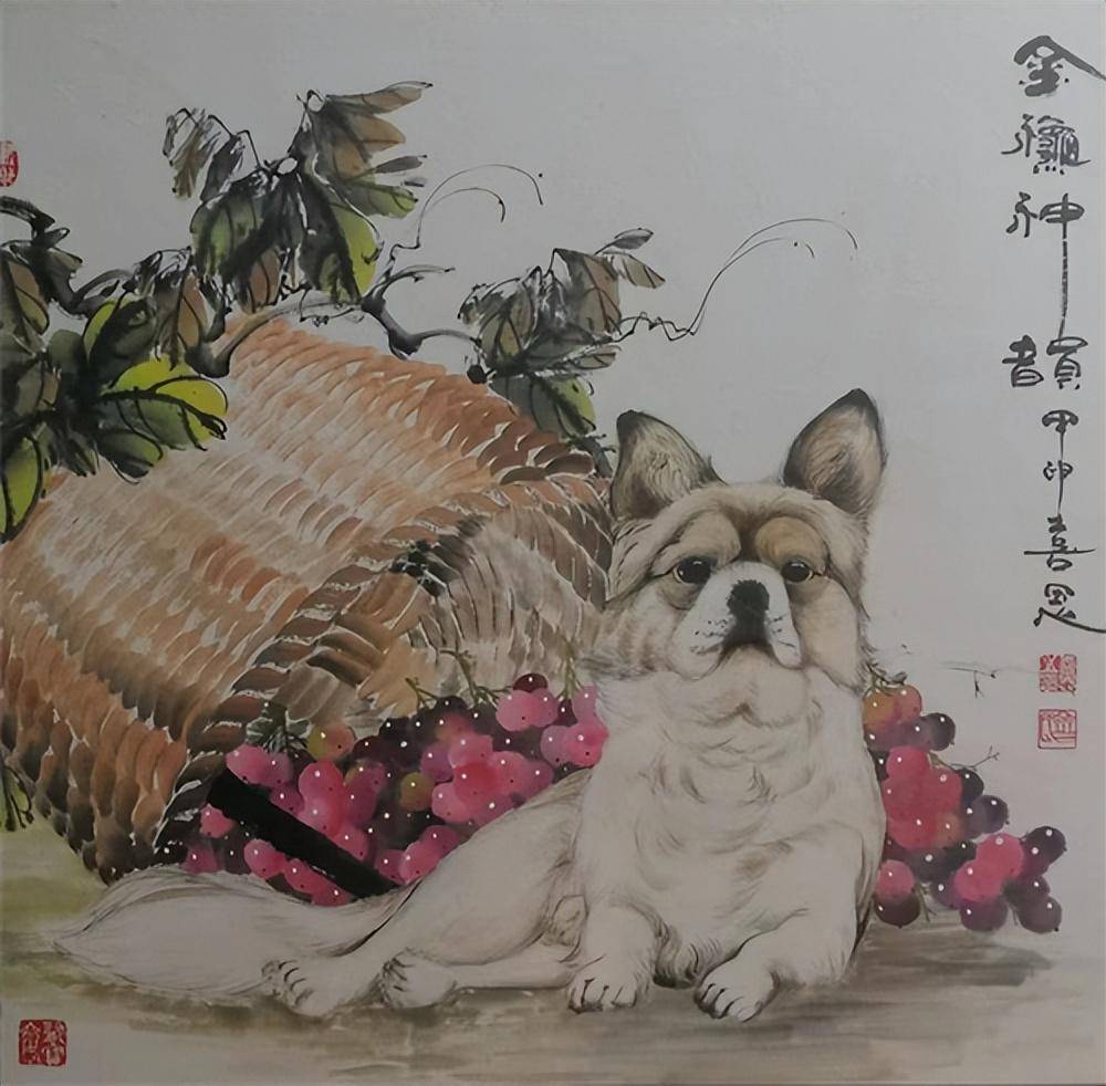 画家齐喜恩国画狗作品赏析