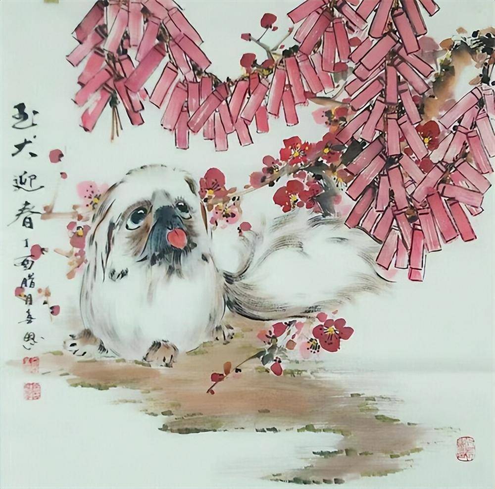 画家齐喜恩国画狗作品赏析