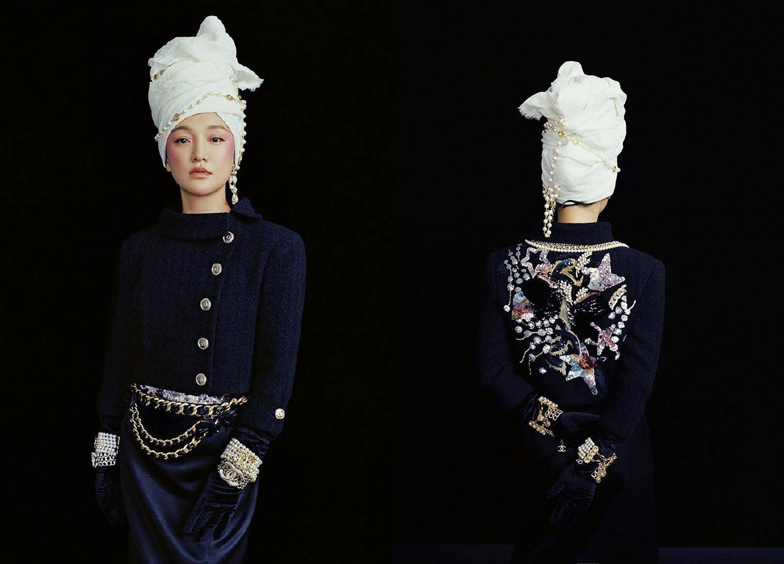 原创周迅油画风大片气场惊人穿香奈儿绑头巾厌世脸hold住另类造型