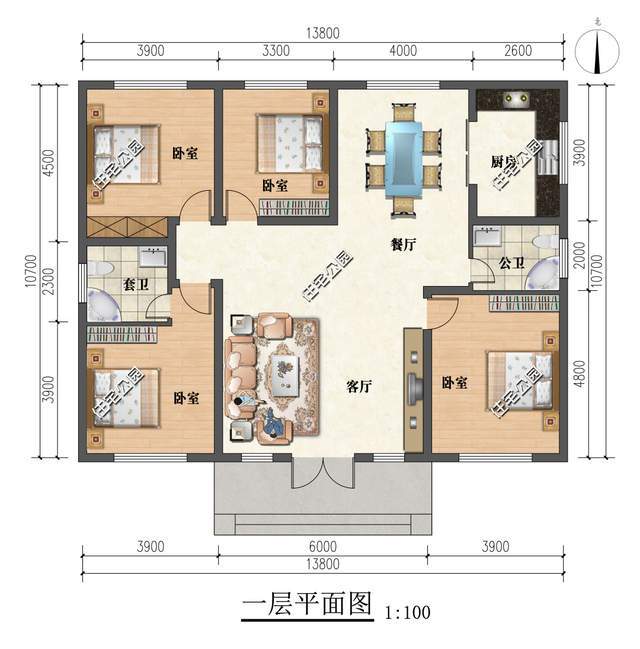 10×13米户型图图片