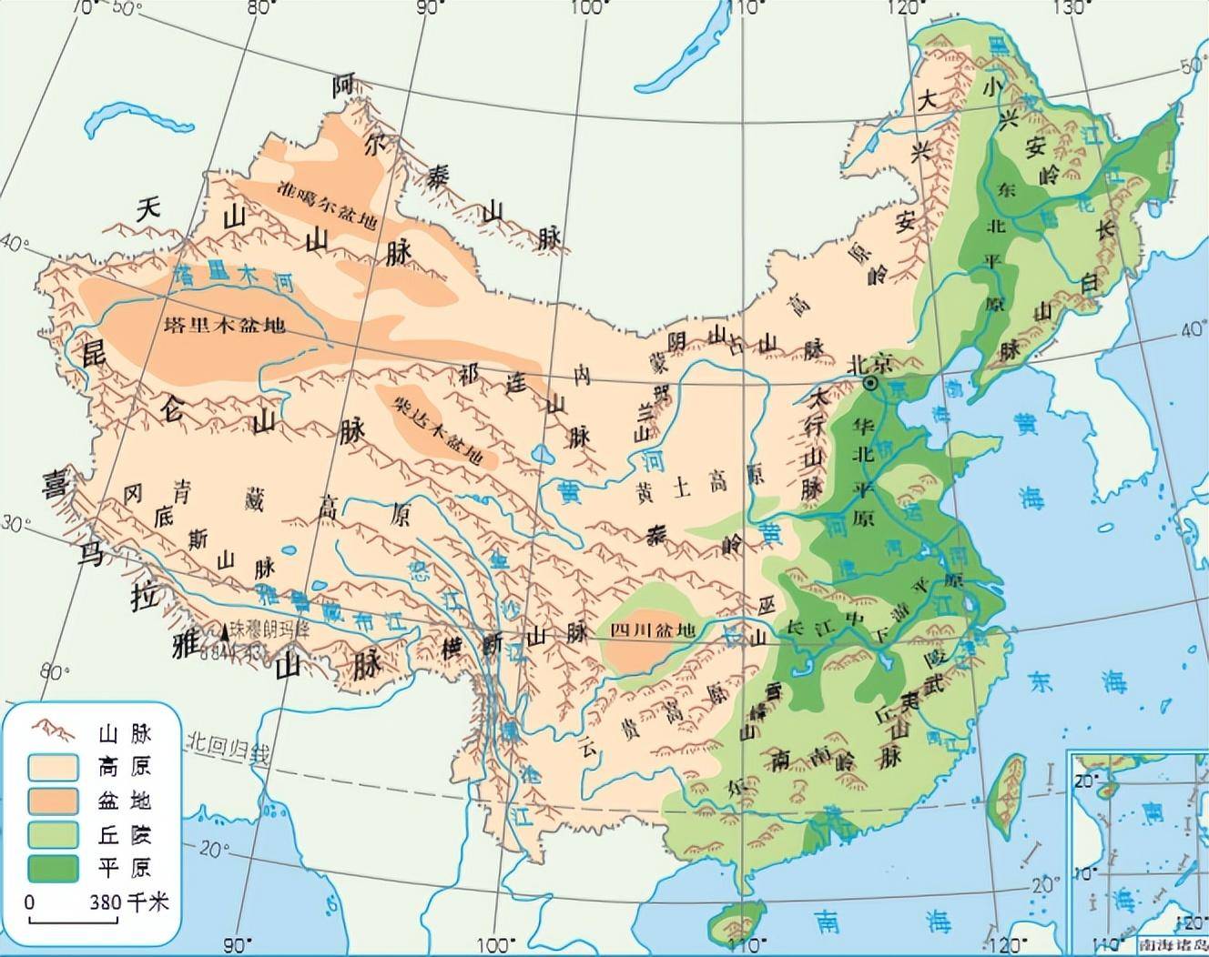 四川盆地和长江中下游平原的界线黄土高原和华北平原则依次构成了