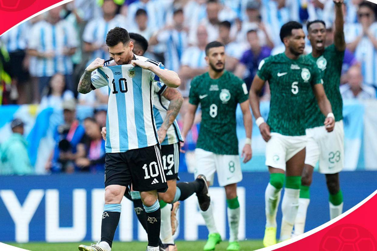 “阿尔”世界杯-梅西点射阿根廷5分钟连丢两球1-2遭沙特逆转