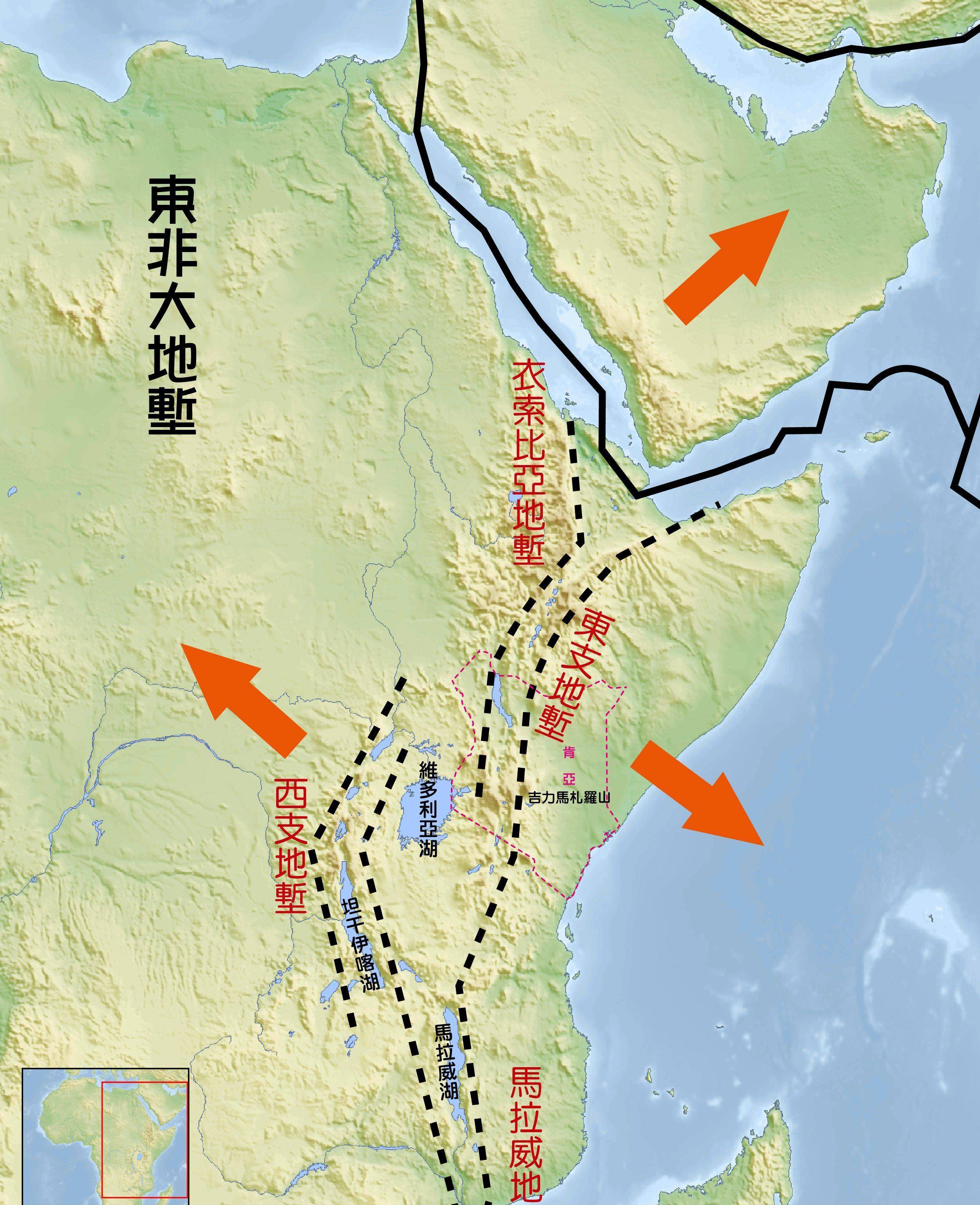 东非大裂谷的地图位置图片