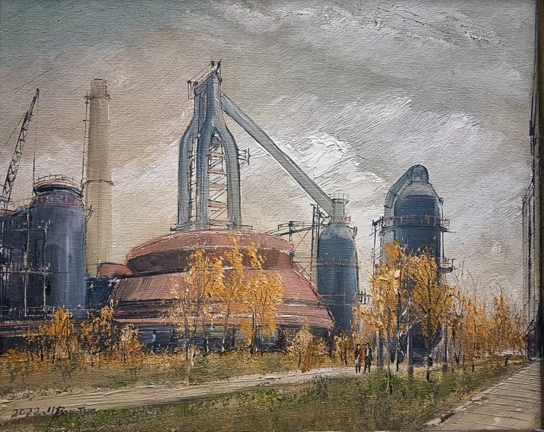 包军《首钢秋色》35x40cm包军《胡杨情》30x30cm作品的气氛营造也符合