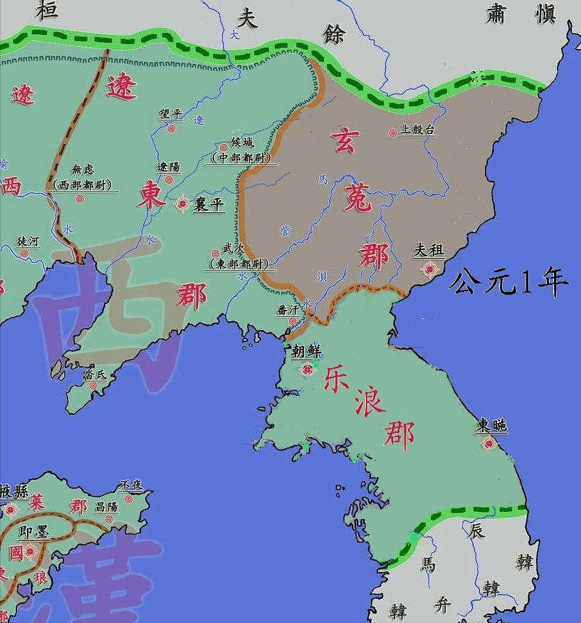 汉四郡并为两郡此后的东汉,魏晋都保留了乐浪郡与玄菟郡,只不过对于