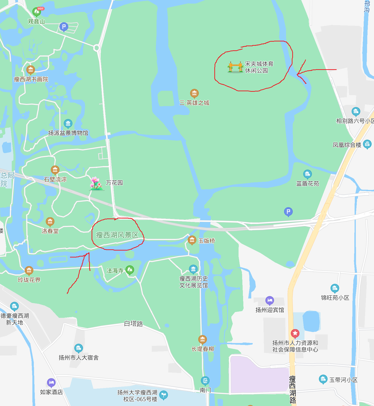 江苏扬州宋夹城公园-周末休闲遛娃好去处_瘦西湖_停车场_运动