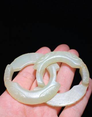 清乾隆 和田玉籽料 兽面纹 蚩尤环_白玉_饰物_环形