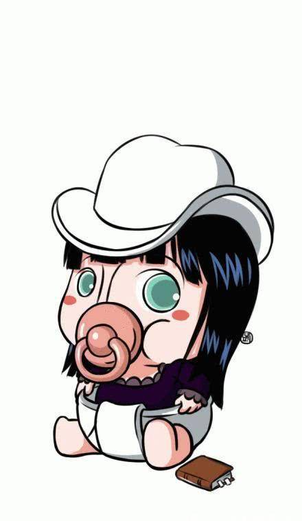 海贼王手绘草帽海贼团叼奶嘴系列萌萌哒,路飞叼着奶嘴不忘吃肉_小时候