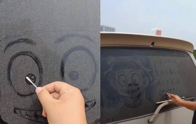 有种"炫技"叫车上画画,本以为闹着玩,看到最后:画清明上河图试试?