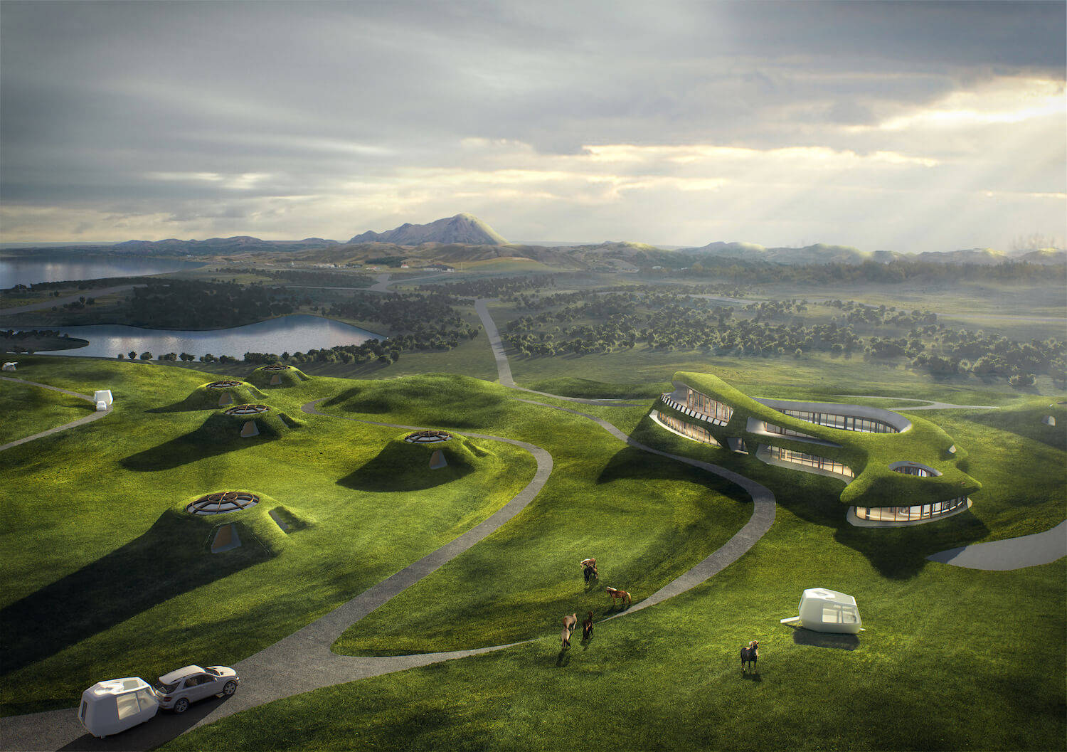 caa为国际竞赛冰岛极光站设计的覆土建筑和kimberley金伯利拖挂房车