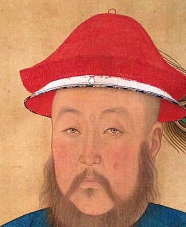 下图为睿亲王始祖清太祖奴尔哈赤十四子多尔衮画像.