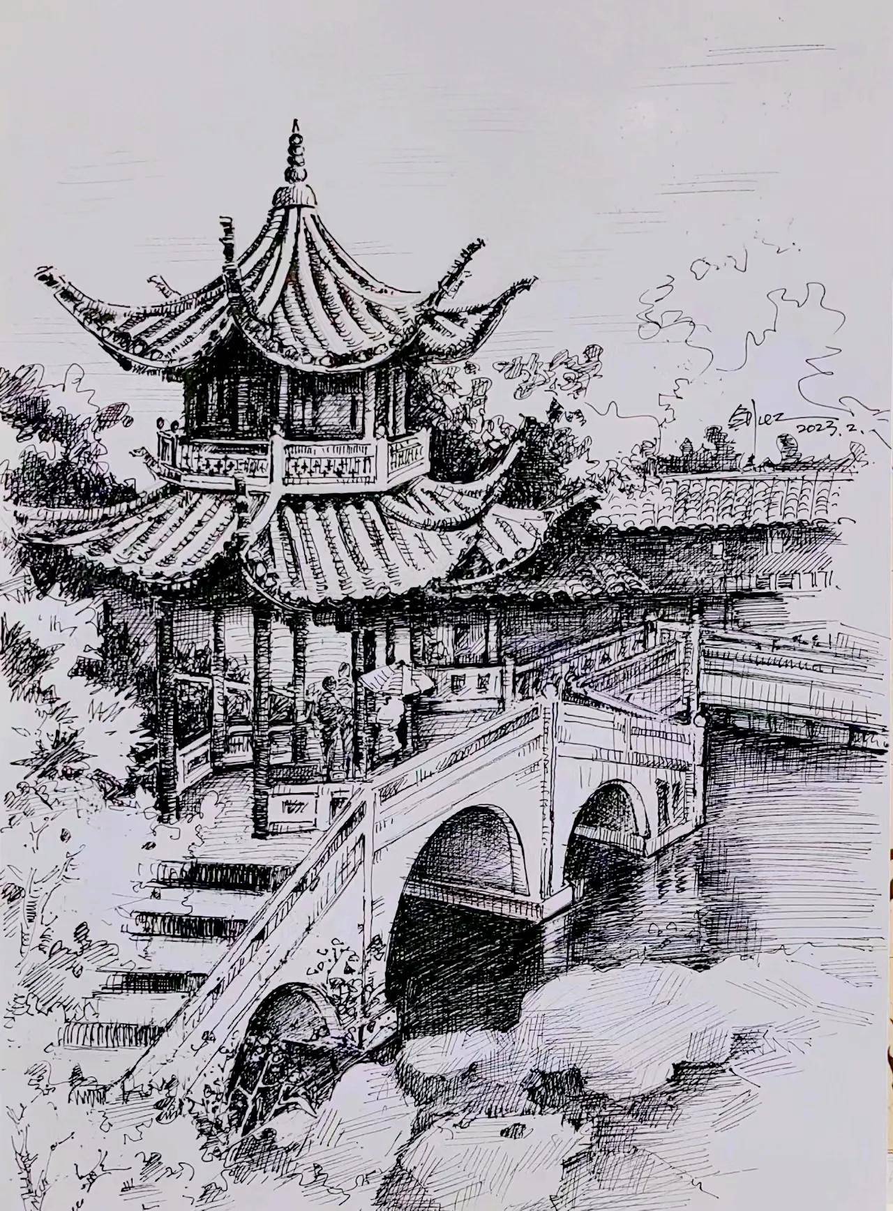 风景作者 吴祖儒类别 钢笔画作品 峥嵘岁月作者 汪安琦类别 素描作品