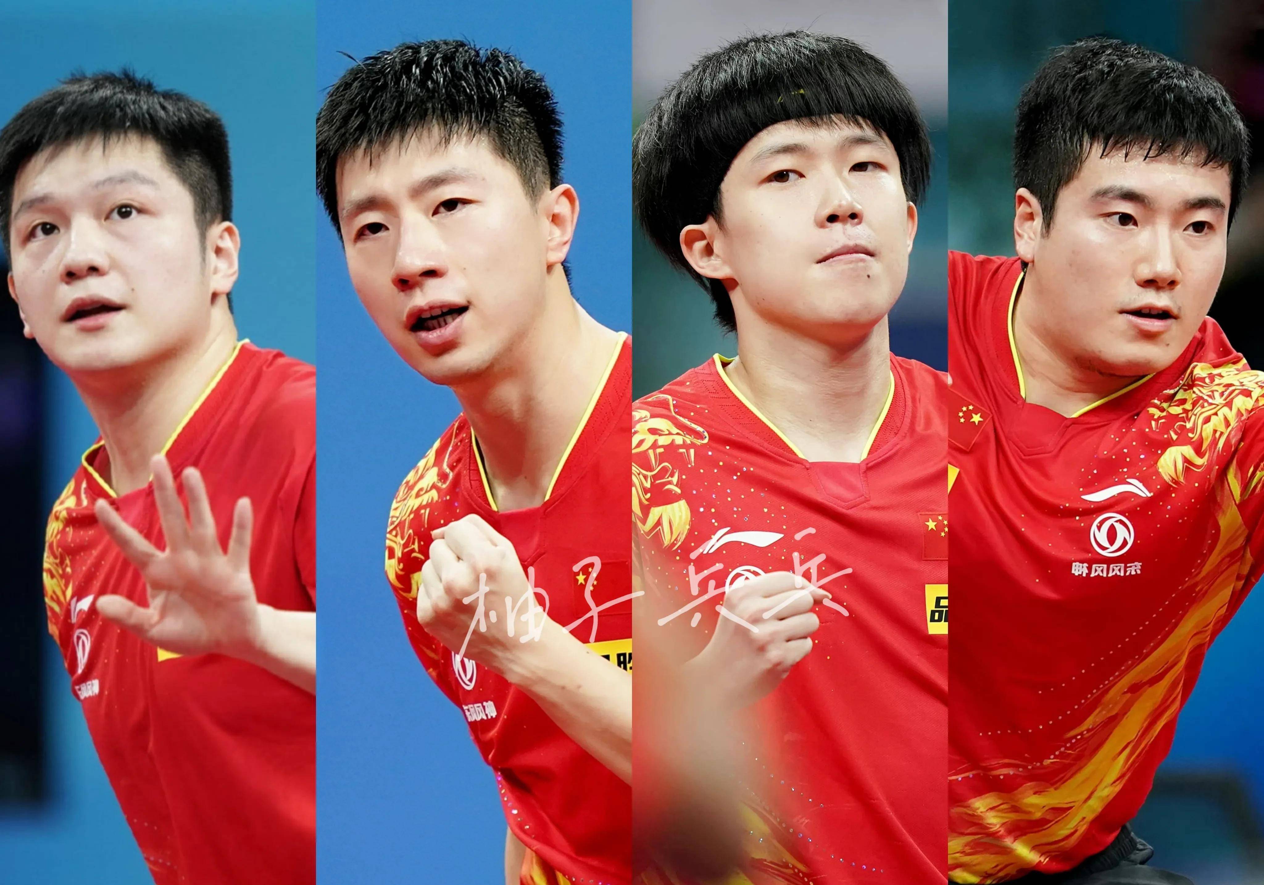 国乒男队樊振东,王初晴,林高远,梁靖昆分列上半区.