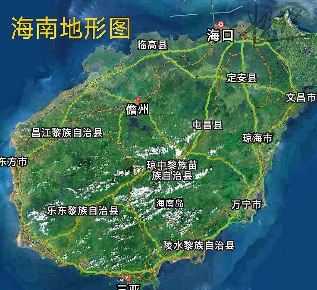 海南山脉河流地形图图片