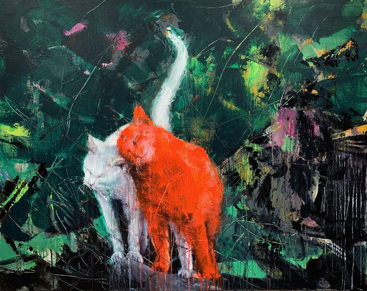 【画作】黑暗中有一盏明亮的灯光,油画艺术家陈明华作品欣赏_cm_丙烯