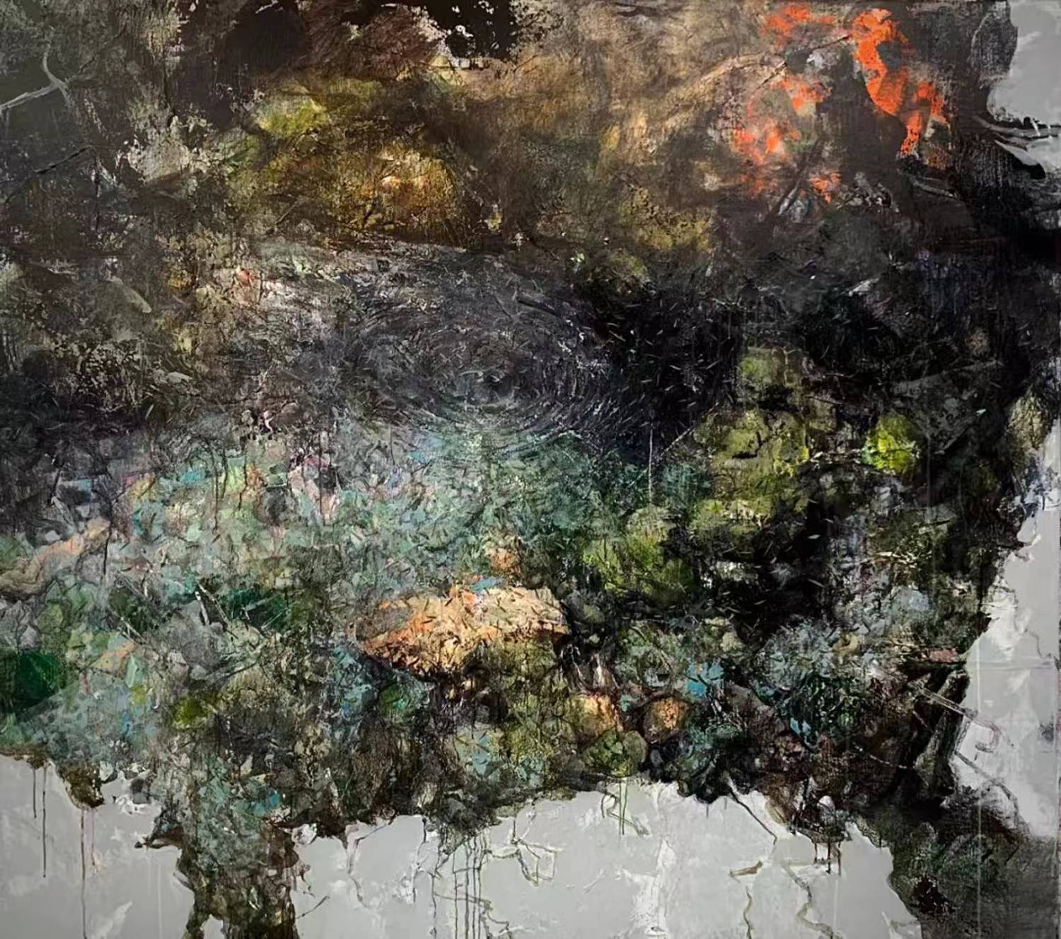 【画作】黑暗中有一盏明亮的灯光,油画艺术家陈明华作品欣赏_cm_丙烯