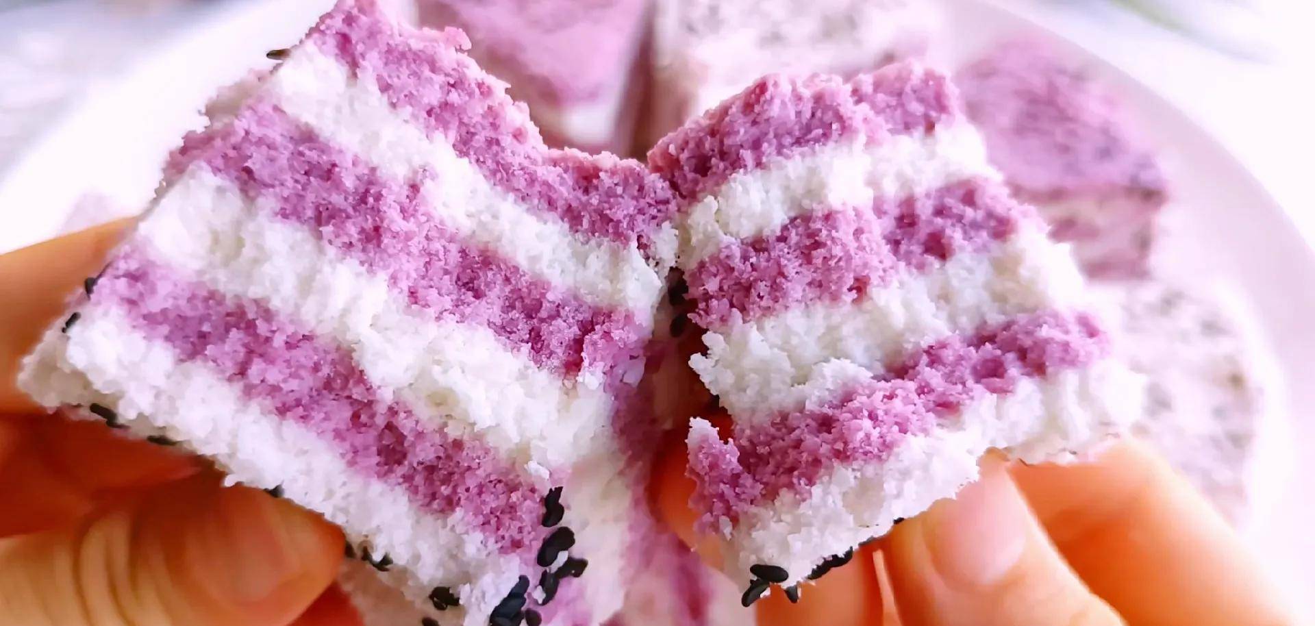 不发酵不揉面,在家做紫薯松糕,松软弹口怎么都吃不够,老少皆宜_原素