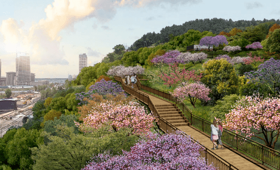 中央公园片区首个山地公园是啥样?_生态_花海_健身