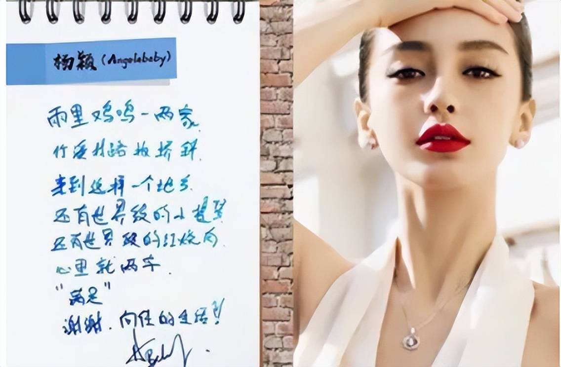 angelababy字体成反面教材,和颜值不符遭群嘲,不建议学生模仿_成绩