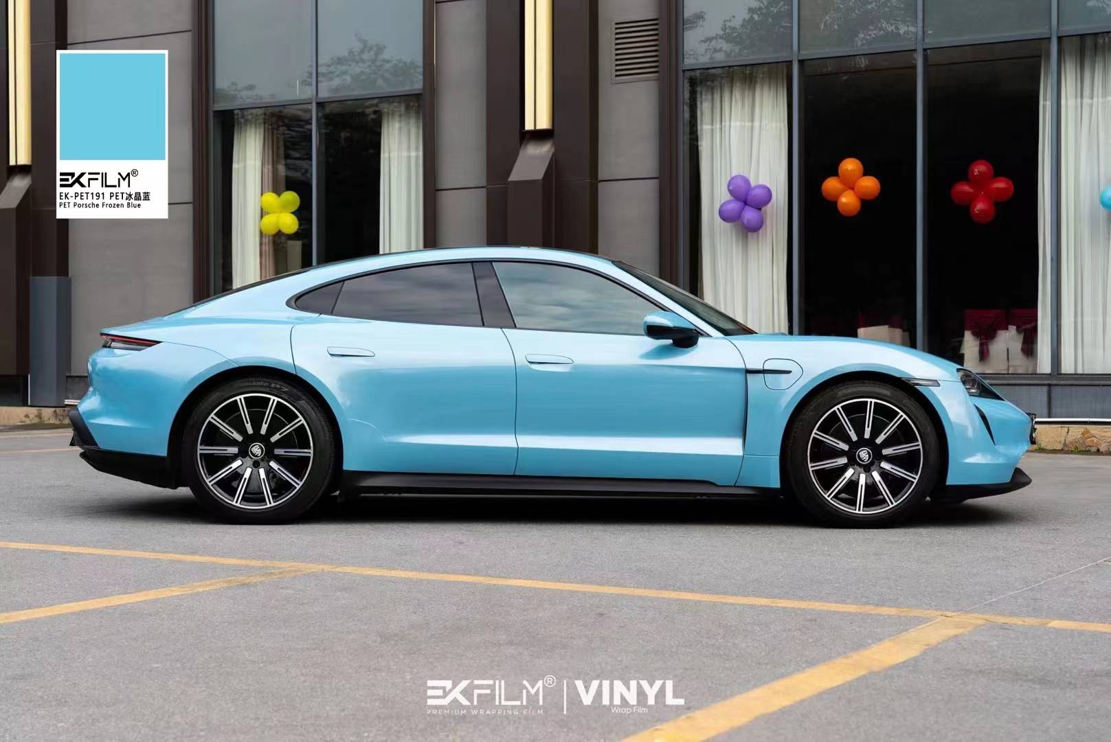 【ekfilm】保时捷taycan冰晶蓝改色膜,偏冷的色调,蓝的纯净剔透_兰迪