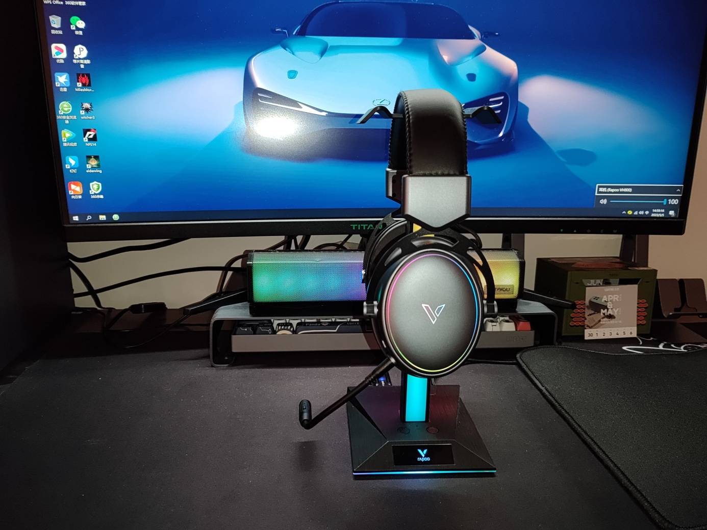 声光皆出色-雷柏VH800双模无线游戏耳机、VH10RGB支架套装评测