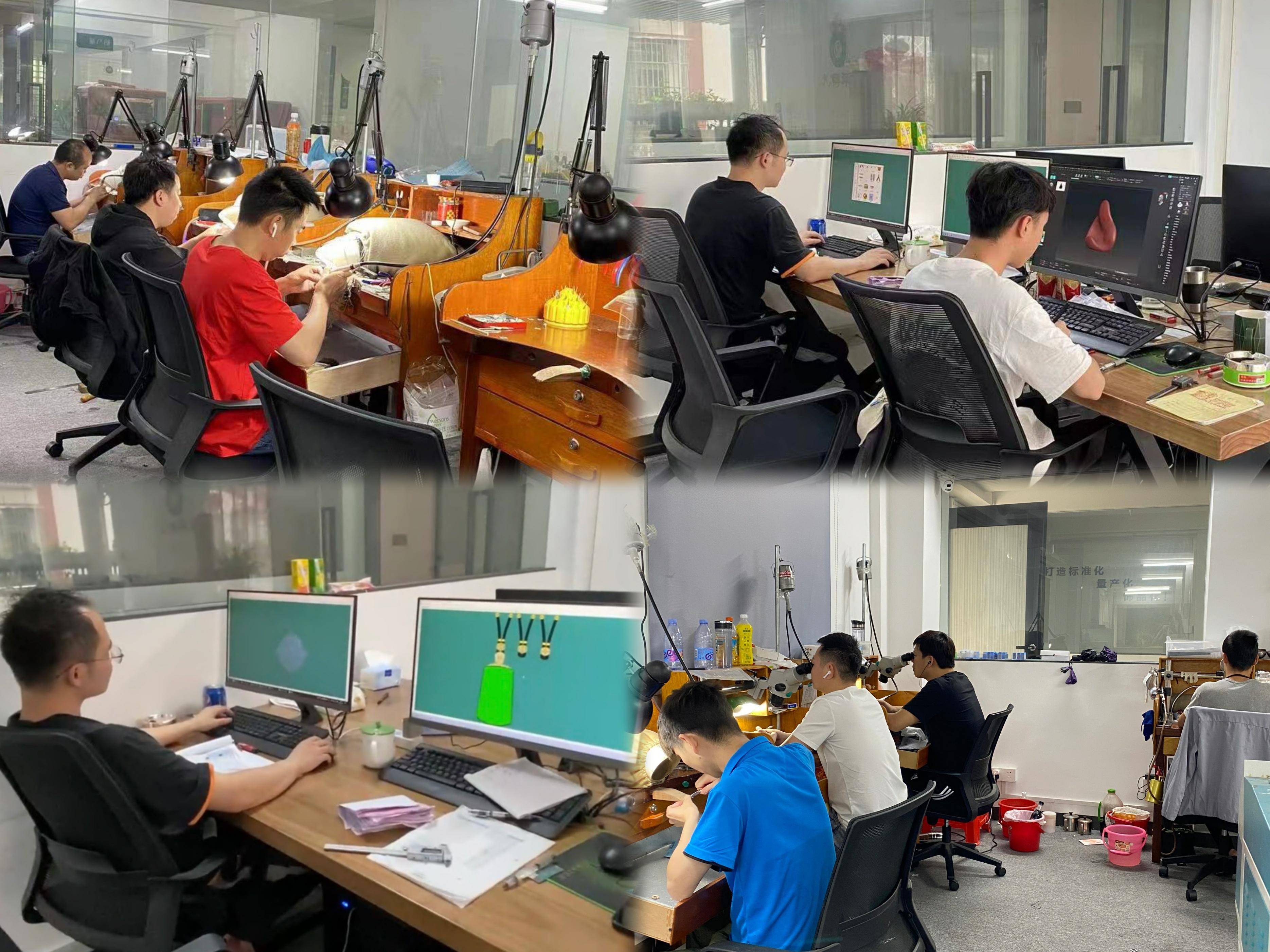 匠梁珠宝设计的翡翠我们在广州番禺自有大型外贸保税镶嵌工厂,做到