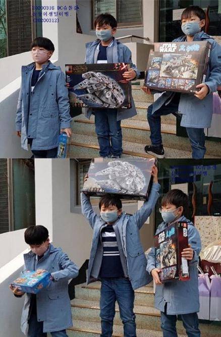 48岁韩星三胞胎儿子8岁啦,继承父亲大长腿,生日礼物