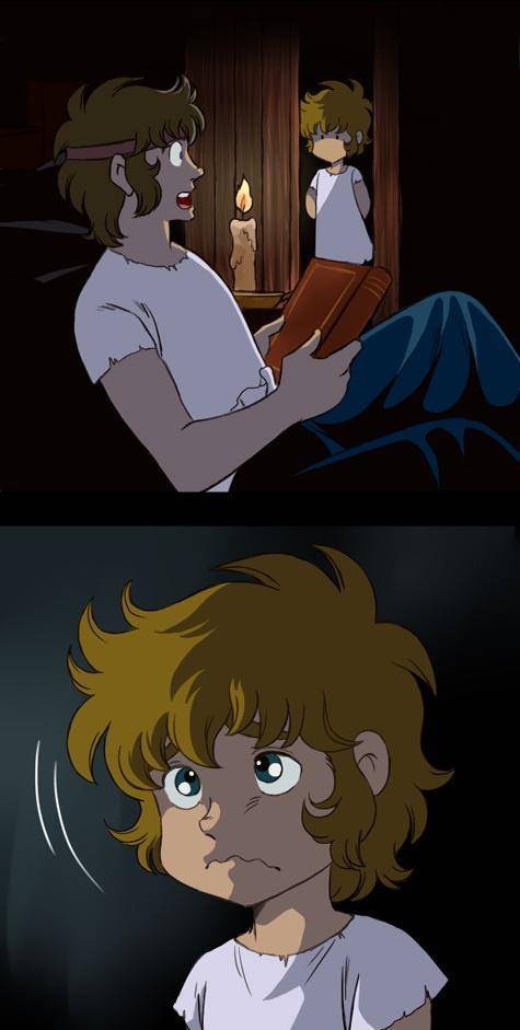 艾俄洛斯一看,居然是弟弟艾欧里亚穿着睡衣出现在门口.