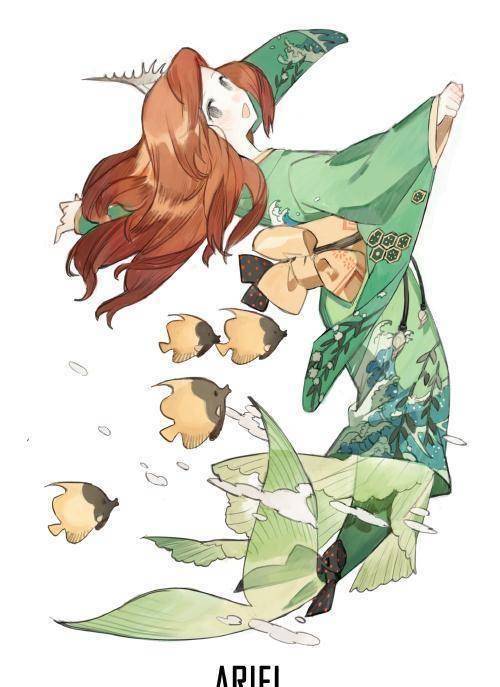 迪士尼公主的和服装扮,茉莉公主像小仙子,艾莎是冰雪公主_白雪公主