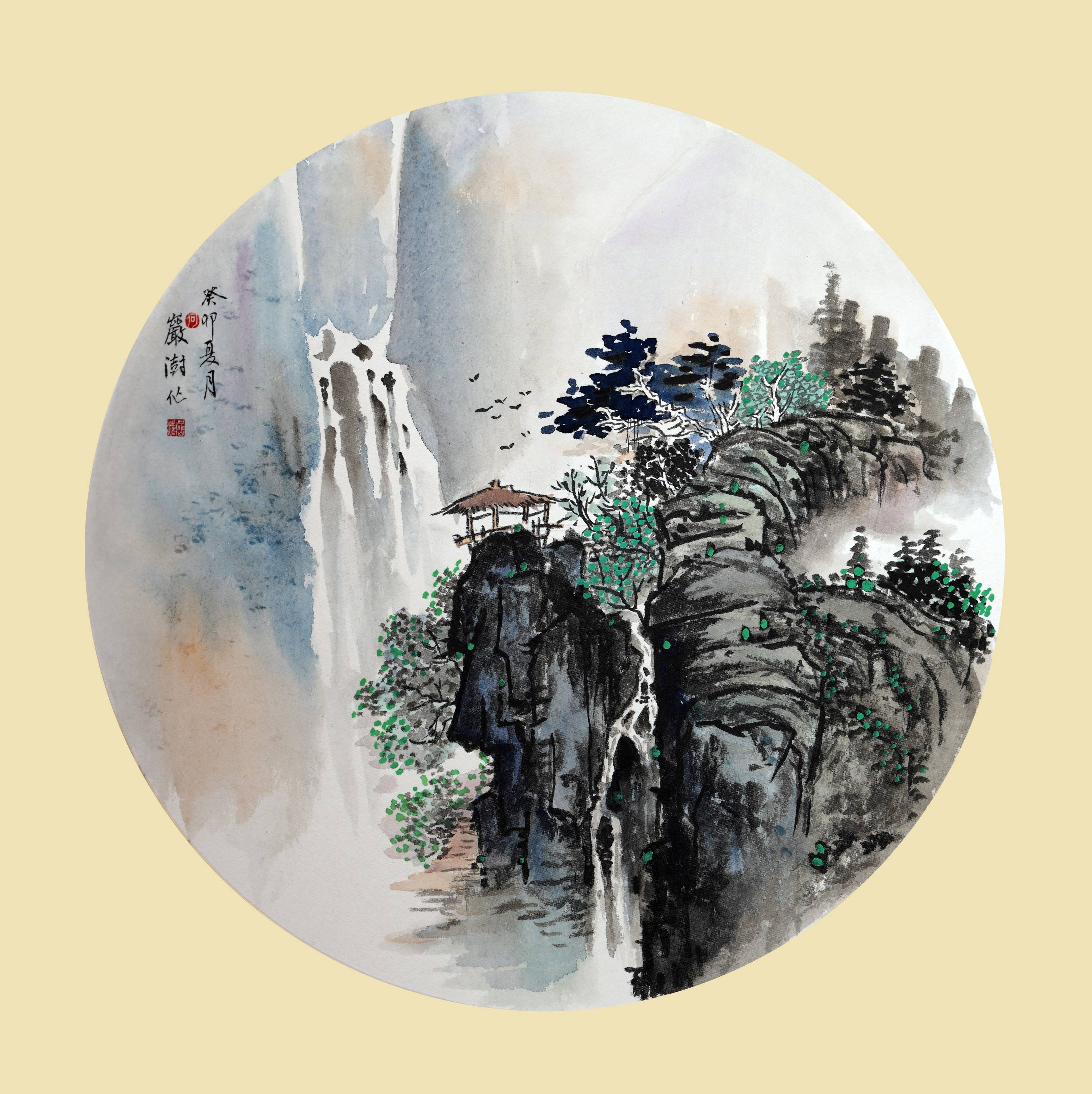 何岩澍小画家作品欣赏张家港市苏华美术馆馆长王苏华向学生何岩澍提出