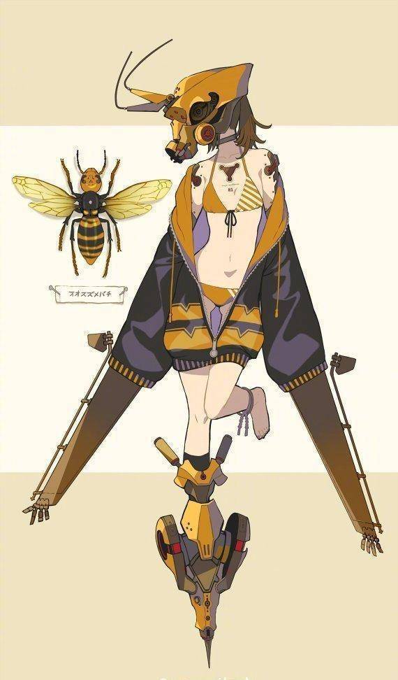 画师绘制独特风格拟人化,昆虫 美少女 机械,实属"惊艳"_蜘蛛_创作