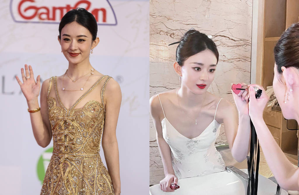 赵丽颖参加颁奖典礼透视装吸睛 发布图片被指p图上热搜_照片_电视节