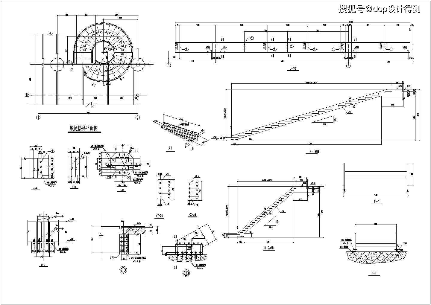 钢结构旋转楼梯这么画