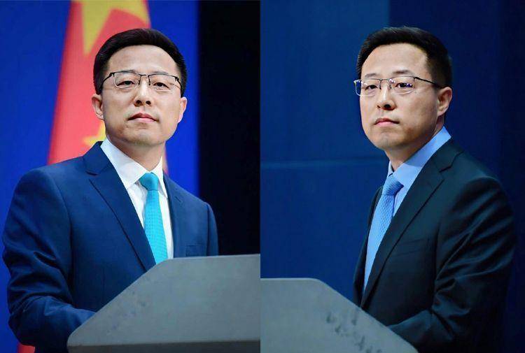 50岁赵立坚罕见秀恩爱,穿我们红尽显干部风,外交夫人一脸旺夫相_西装