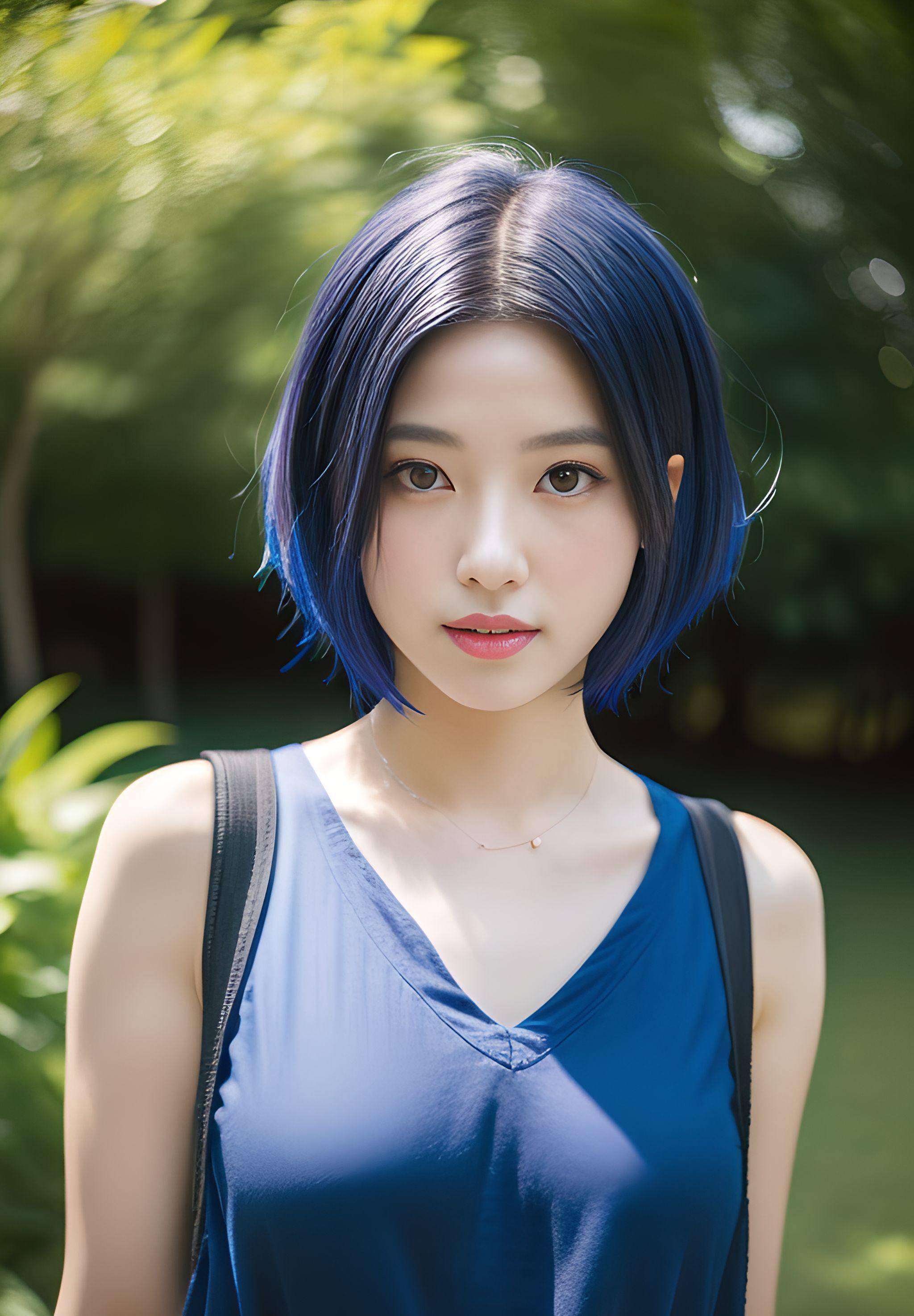 ai摄影-摩登系列:蓝色背心搭配牛仔短裤,很清新休闲_手指_脚趾