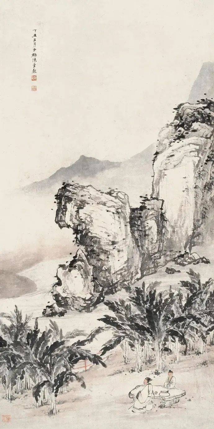 陳少梅 山水画 掛け軸 中堂 小邨山景図 中国画 サイズ：77×175cm