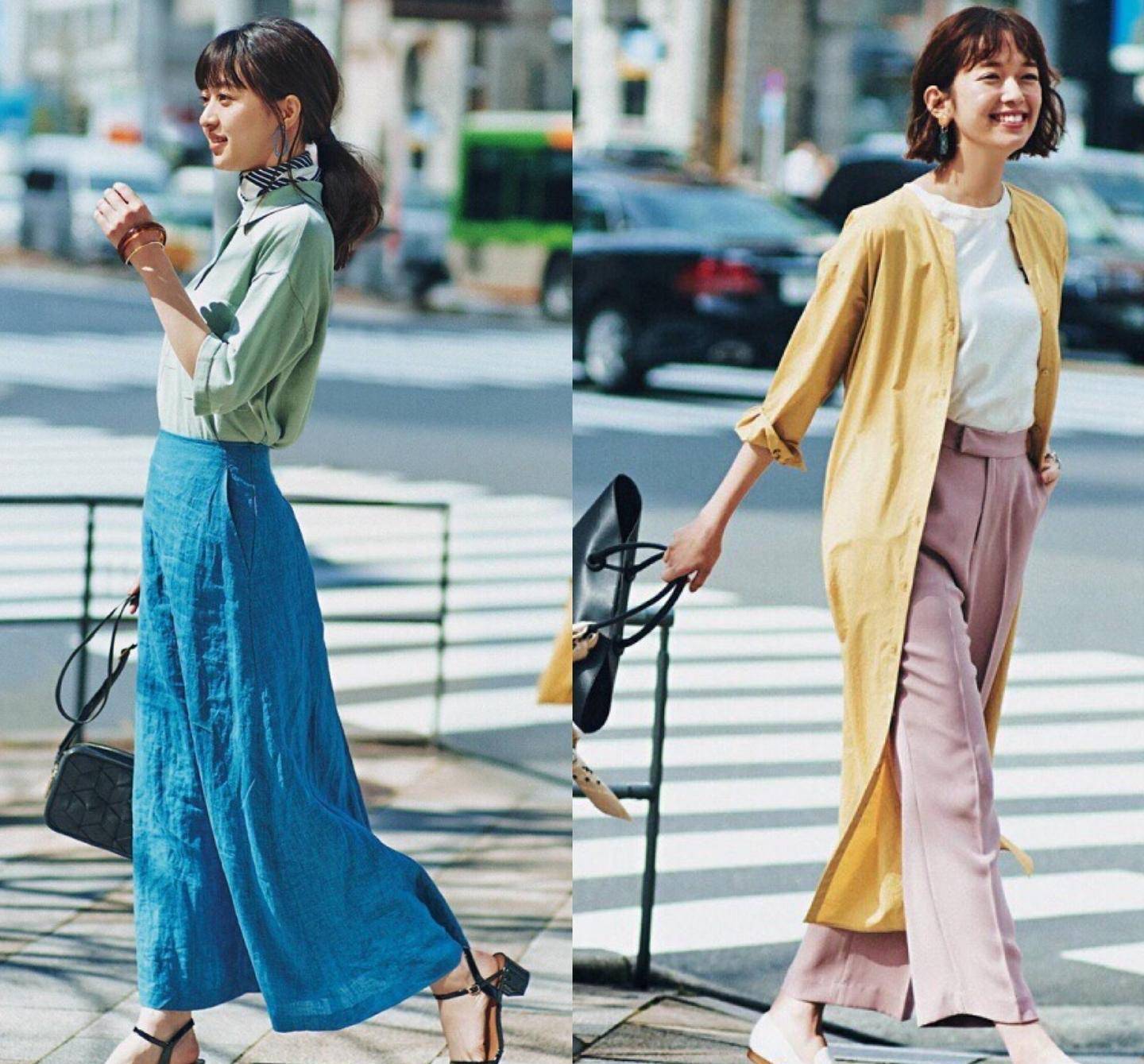 "阔腿裤 夏凉鞋"才是夏天最时髦的打扮,显瘦显高,适合小个子