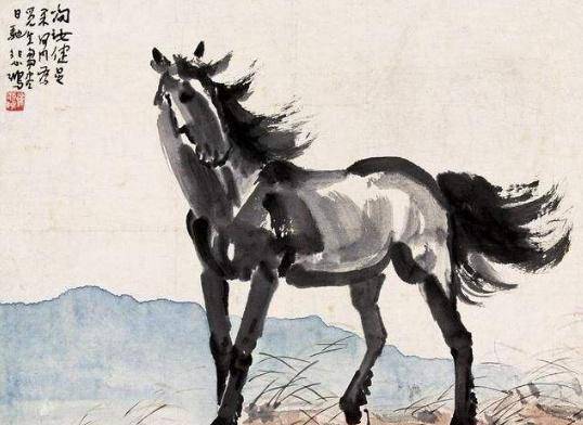 范曾在徐悲鸿的骏马上,补了个小人,缺乏气势还呆板,仍卖4730万_画作