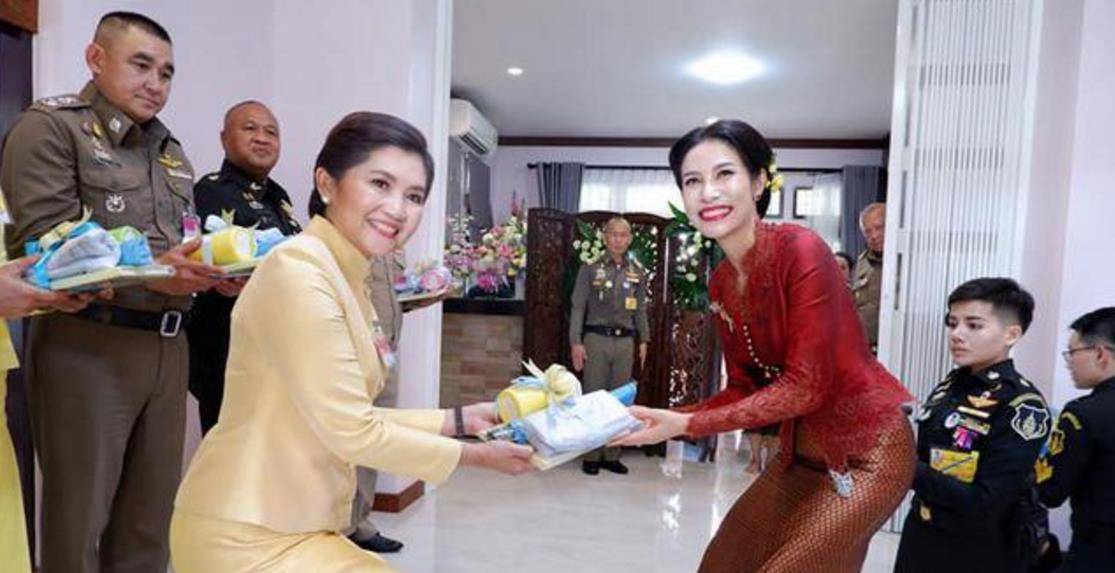 苏提达又拎包又抱狗,贵妃诗妮娜却两手空空,泰王更爱谁一目了然_宫斗