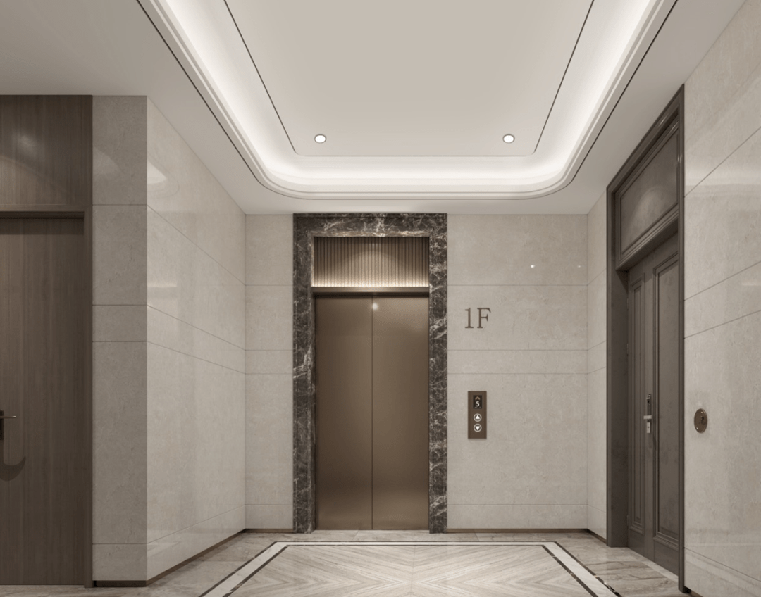 每层两梯两户的设计,每户可私享一部楼梯,一部电梯和一个约10平米的