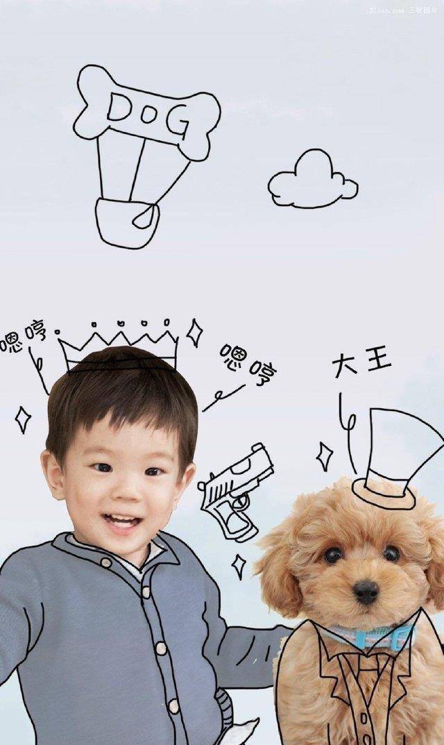 应采儿晒jasper嗯哼合照,神似宋小宝,实在是太可爱了!