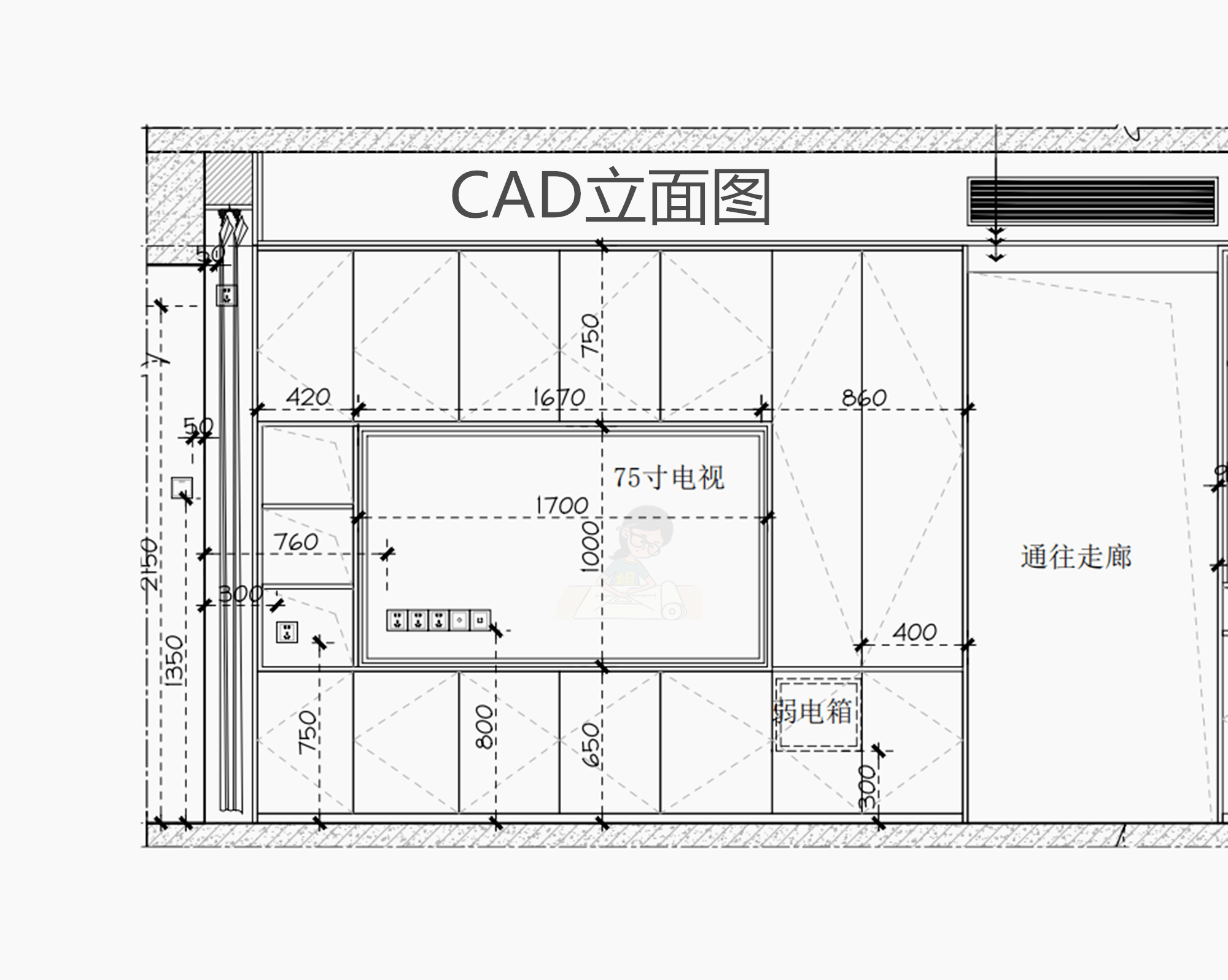 cad电视柜立面图尺寸图片