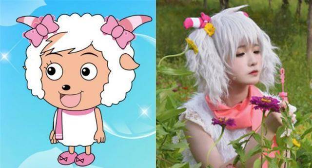 《喜羊羊》被真人cos,美羊羊软萌甜美,看到红太狼是心动的感觉_羊村