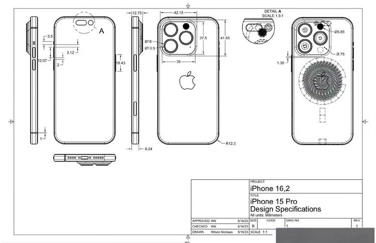 苹果iPhone 15 Pro设计图曝光：Type-C接口敲定，和侧边静音键说再见 