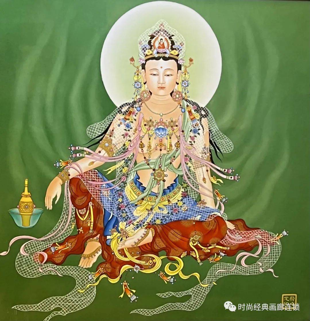 释心定 瓷板画 水月观音80x80 cm安法 油画刘作军 《一溏荷气》50